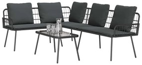 vidaXL Σετ Καναπέ Κήπου 2 pcs Μαύρο συνθετικό ρατάν