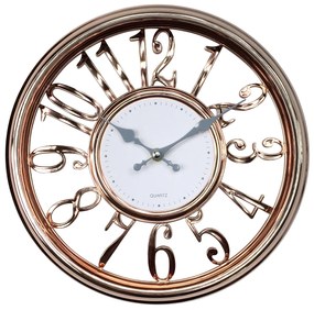Ρολόι Τοίχου ArteLibre Ροζ/Χρυσό Πλαστικό Φ30.5x4cm