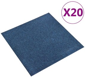 vidaXL Μοκέτα Πλακάκι 20 τεμ. Σκούρο Μπλε 5 μ² 50x50 εκ.
