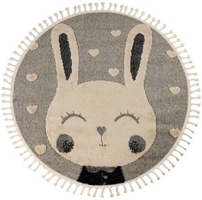Χαλί Fano 395 Rabbit Heart Grey-Cream Obsession 133X133cm Round