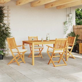 vidaXL Πτυσσόμενη Καρέκλα με μαξιλάρι 4 pcs Λευκό 49 x 57.5 x 92εκ