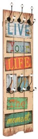 vidaXL Κρεμάστρα Τοίχου «LIVE LIFE» με 6 Γάντζους 120 x 40 εκ.
