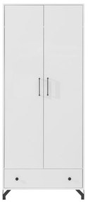 Ντουλάπα Omaha L100, Γυαλιστερό λευκό, Άσπρο, 190x80x50cm, 59 kg, Πόρτες ντουλάπας: Με μεντεσέδες | Epipla1.gr