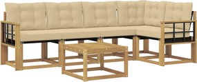 vidaXL Σειρά Καναπέ Εξωτερικού με μαξιλάρι 6 pcs Λευκό και Μπεζ