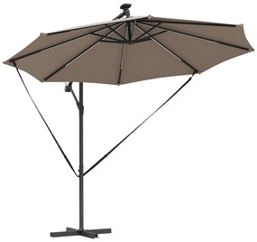 vidaXL Ομπρέλα Cantilever Banana με κλειδαριά Taupe 294 x 294 x 248 cm