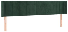 vidaXL Κεφαλάρι Κρεβατιού LED Σκούρο Πράσινο 203x16x78/88εκ. Βελούδινο