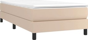 vidaXL Κρεβάτι Boxspring με Στρώμα Καπουτσίνο 90x200εκ.από Συνθ. Δέρμα