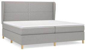 vidaXL Κρεβάτι Boxspring με Στρώμα Ανοιχτό Γκρι 200x200 εκ. Υφασμάτινο