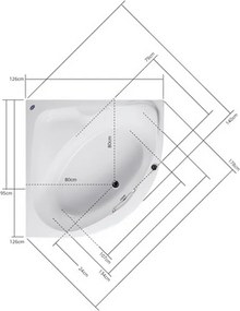 Acrilan Santorini - Γωνιακή Μπανιέρα  130 x 130 εκ. - Maxxcoat