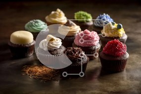 Intra Συλλεκτικό Ξύλινο Παζλ Plywood  4mm - Νόστιμα cupcakes με διάφορα σχέδια παγώματος σε σκούρο φόντο Σε Ξύλινο Κουτί - Διαστάσεις: 10x10 cm – 25 κομμάτια