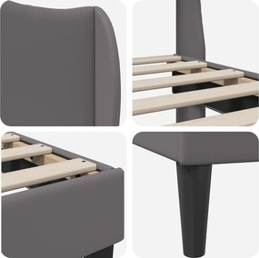 vidaXL Σκελετός Κρεβατιού με κεφαλάρι Γκρι 100 x 200 cm Τεχνητό Δέρμα