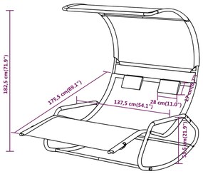 vidaXL Ξαπλώστρα Κουνιστή Διπλή με Σκίαστρο Πράσινη / Κρεμ