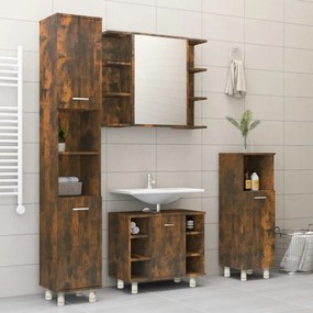 vidaXL Ντουλάπι Μπάνιου Καπνιστή Δρυς 30x30x95 εκ. Επεξεργασμένο Ξύλο