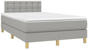 vidaXL Κρεβάτι Boxspring με Στρώμα Ανοιχτό Γκρι 120x190 εκ. Υφασμάτινο