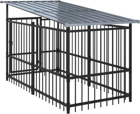 vidaXL Υπαίθριο Κλουβί Σκύλων με Οροφή από Χάλυβα 16,89 μ²