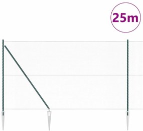 vidaXL Φράχτης με Στήλες. Πράσινο 1.6 x 25 m Ατσάλι με επικάλυψη PVC