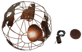 GloboStar EARTH 01665 Vintage Industrial Κρεμαστό Φωτιστικό Οροφής Μονόφωτο 1 x E27 Καφέ Σκουριά Μεταλλικό Πλέγμα Φ40 x Υ40cm - 01665