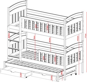 VIKI 90x200 graphite bunk bed Lano Furniture