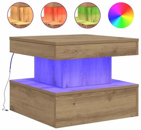 vidaXL Τραπεζάκι Σαλονιού με LED Αρτισιανή Δρυς 50 x 50 x 40 εκ.
