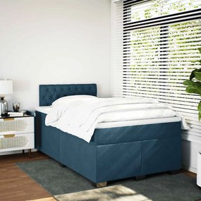 vidaXL Κρεβάτι Boxspring με Στρώμα Μπλε 120x200 εκ. Βελούδινο