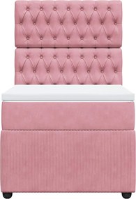 vidaXL Κρεβάτι Boxspring με Στρώμα Ροζ 100x200 εκ. Βελούδινο