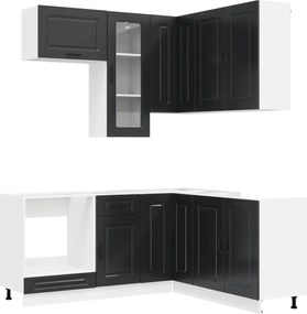 vidaXL Μονάδα κουζίνας KALMAR 8 pcs Μαύρο Επεξεργασμένο Ξύλο