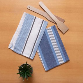 Ποτηρόπανα Σεφ (Σετ 2τμχ) Blue Viopros 40x60cm 100% Cotton