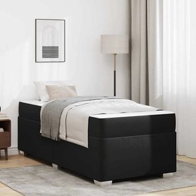 vidaXL Σκελετός Κρεβατιού Μαύρο 90 x 190 cm Τεχνητό δέρμα