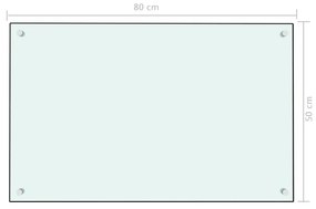 Πλάτη Κουζίνας Λευκή 80 x 50 εκ. από Ψημένο Γυαλί - Λευκό