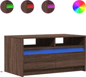vidaXL Τραπεζάκι Σαλονιού με Φώτα LED Καφέ Δρυς Επεξ. Ξύλο