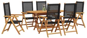 vidaXL Σέτ φαγητού για κήπο 7 pcs Μαύρο