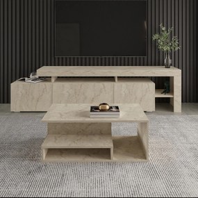 Τραπεζάκι Σαλονιού Τραβερτίνη REMI 90x44.8x35