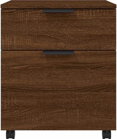 vidaXL Αρχειοθήκη Φορητή Καφέ Δρυς 45x38x54 εκ. Επεξ. Ξύλο με Ρόδες