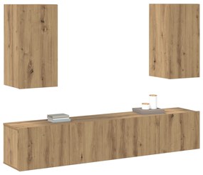 vidaXL Σετ επίπλου τηλεόρασης 4 pcs artisan δρυς Μέγεθος: Μεσαίο