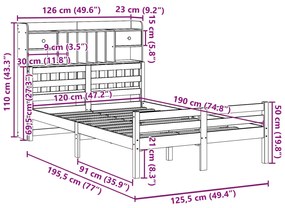 ΚΡΕΒΑΤΙ ΒΙΒΛΙΟΘΗΚΗ ΧΩΡΙΣ ΣΤΡΩΜΑ 120X190 ΕΚ ΜΑΣΙΦ ΞΥΛΟ ΠΕΥΚΟΥ 3322251