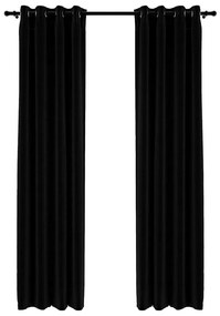 vidaXL Κουρτίνες Συσκότ. με Τρουκς/Όψη Λινού 2 τεμ. Μαύρες 140x245 εκ.