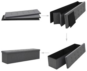 Πάγκος Αποθήκευσης Σκούρο Γκρι 150 x 38 x 38 εκ. Συνθετικό Λινό - Γκρι