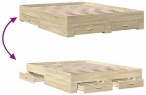 vidaXL Πλαίσιο Κρεβατιού με συρτάρια Sonoma Δρυς 160x200εκ. Επεξ. Ξύλο