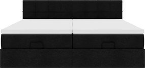 vidaXL Οθωμανικό κρεβάτι με στρώματα Μαύρο 180x200cm Ύφασμα