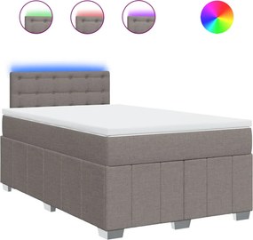 vidaXL Κρεβάτι Boxspring με Στρώμα Taupe 120x190 εκ. Υφασμάτινο