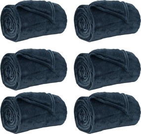 vidaXL Ριχτάρια 6 pcs Σκούρο μπλε 150 x 200 cm Μαλλί
