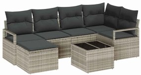 vidaXL Set καναπέ κήπου 7 τεμαχίων με γκρι πολυράττανο μαξιλάρια