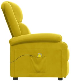 vidaXL Πολυθρόνα Μασάζ Ανακλινόμενη Κίτρινη Βελούδινη