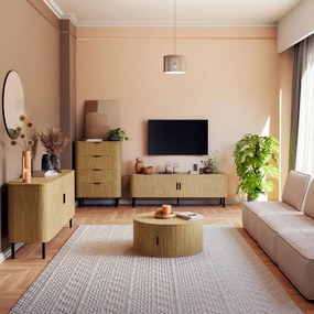 Τραπέζι σαλονιού Scandi pakoworld MDF σε φυσική απόχρωση Φ80x35.5εκ