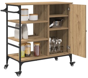 vidaXL Τροχοκαθίσμα Κουζίνας Δρυς Τεχνίτη 87.5x38.5x84.5 cm Επεξεργασμένο Ξύλο