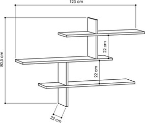 Ραφιέρα τοίχου Leo Megapap χρώμα λευκό 123x22x80εκ.