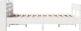 vidaXL Σκελετός Κρεβ. Χωρίς Στρώμα Λευκό 135x190 εκ Μασίφ Πεύκο