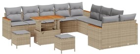 vidaXL Σετ Καναπέ Κήπου με μαξιλάρι 13 pcs Μπεζ Πολυ ράταν