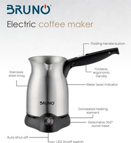 BRUNO ηλεκτρικό μπρίκι BRN-0041, 800W, 300ml, STRIX technology