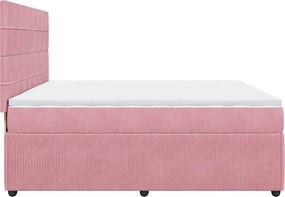 vidaXL Κρεβάτι Boxspring με Στρώμα Ροζ 200x200 εκ. Βελούδινο